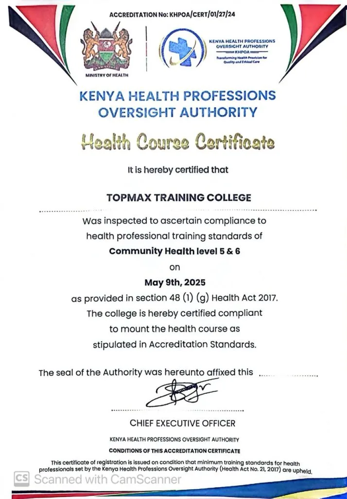 Community Health certificate