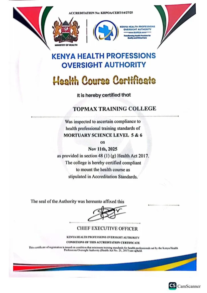 Mortuary Science certificate